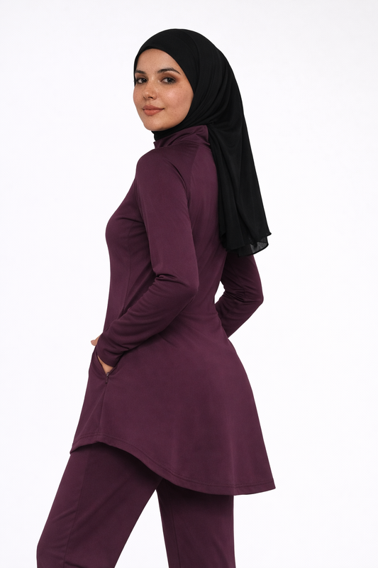 DARK CHERRY - MODEST ACTIVEWEAR TOP