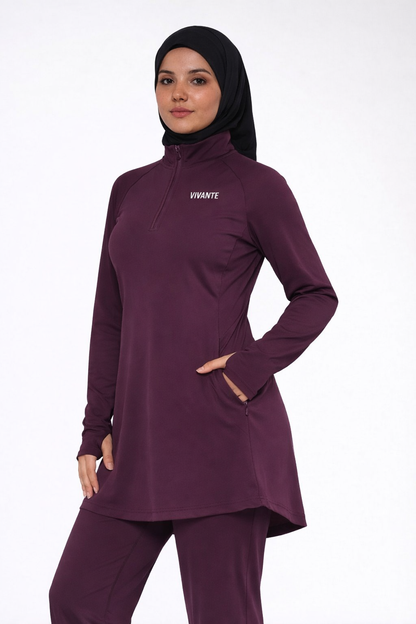 DARK CHERRY - MODEST ACTIVEWEAR TOP