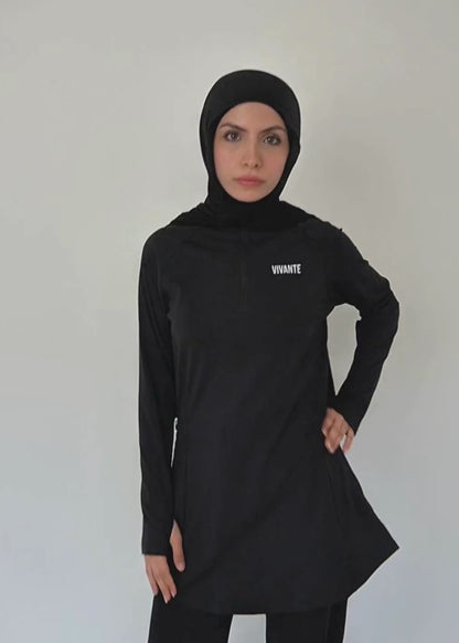 JET BLACK - MODEST ACTIVEWEAR TOP